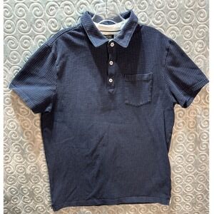 Banana Republic Performance Pique‎ Polo Shirt Navy Blue Dotted Mens Size L